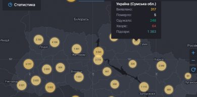 На Сумщині – 317 випадків коронавірусу, за добу – 9 нових