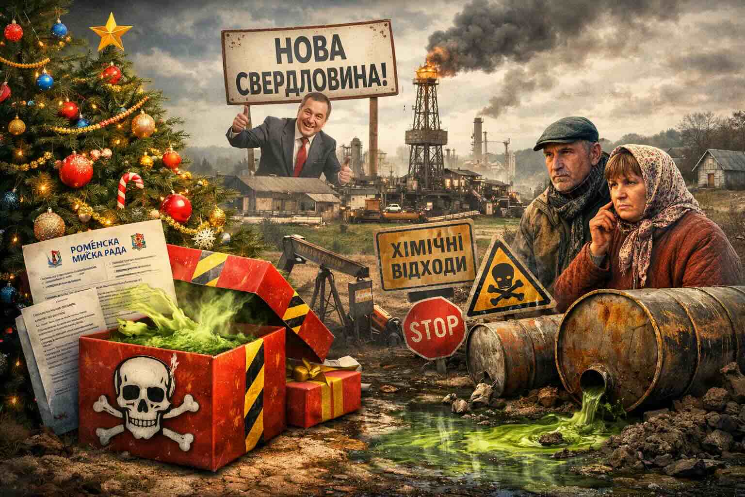 Роменська влада урочисто «обрадувала» селян новою свердловиною та хімічними відходами