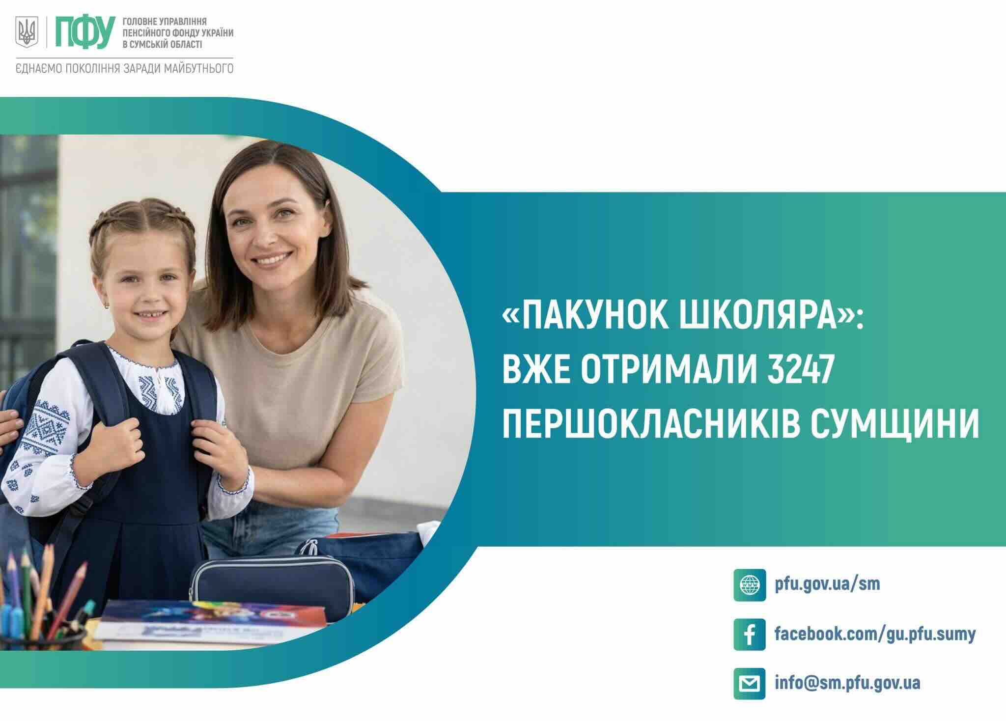 «Пакунок школяра» на Сумщині: понад 3 тисячі родин уже отримали державну допомогу для першокласників